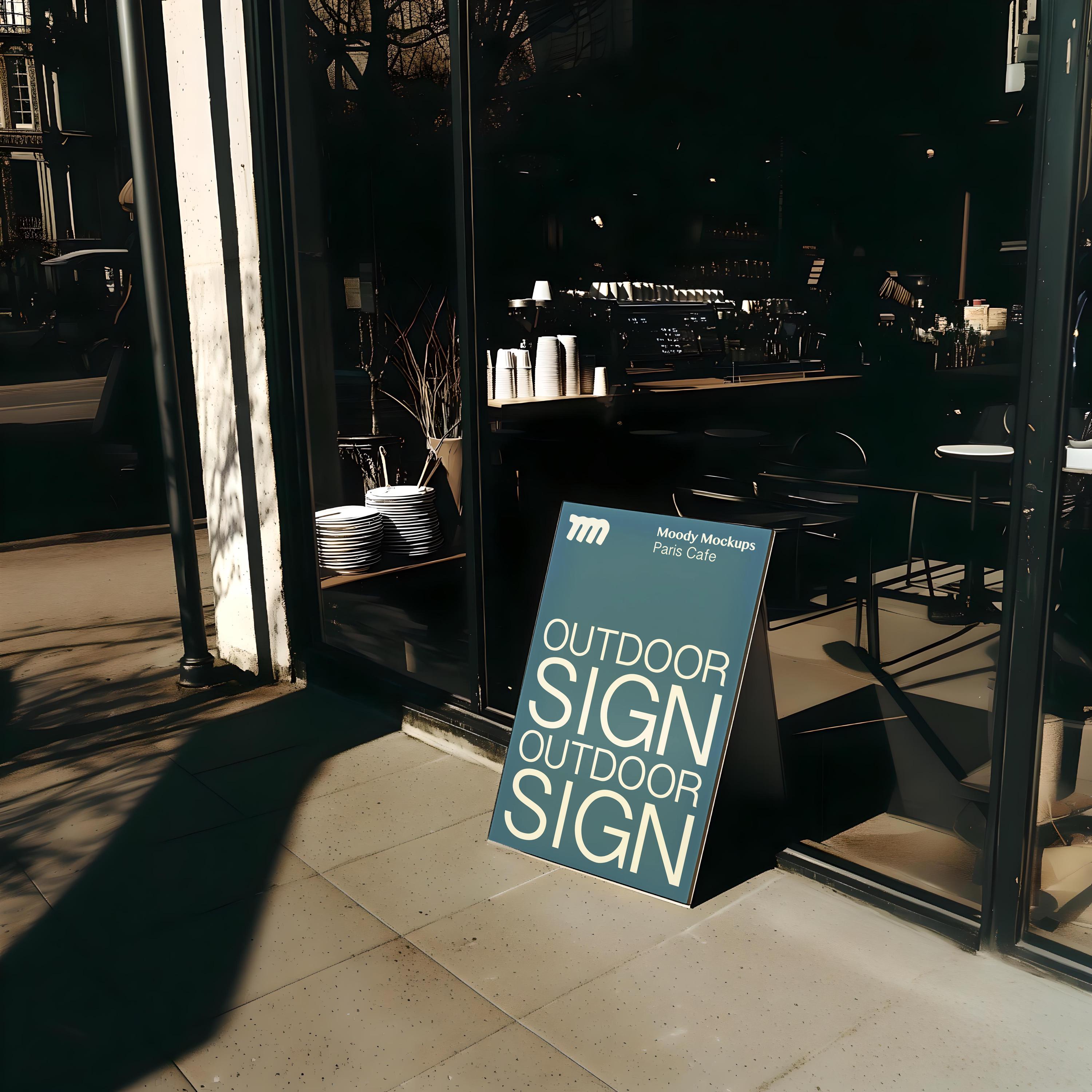 Cafe Outdoor Sign Mockup for Branding Design High Resolution 4000 Px — free download