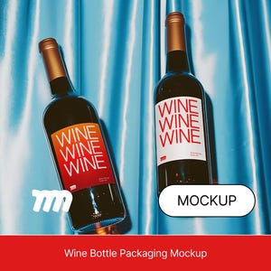 Wine Bottle Packaging Label mockup in a realistic scene with editable PSD layers, perfect for branding design