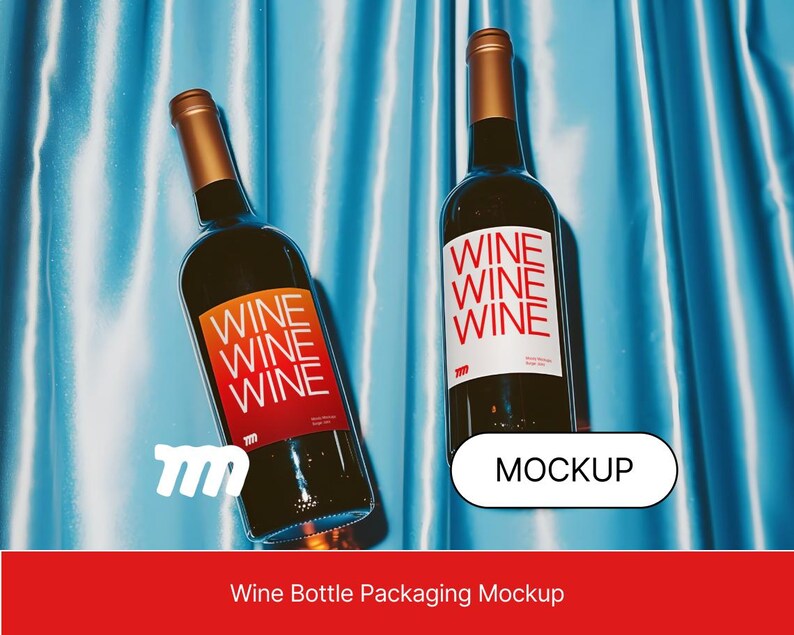 Wine Bottle Packaging Label mockup in a realistic scene with editable PSD layers, perfect for branding design