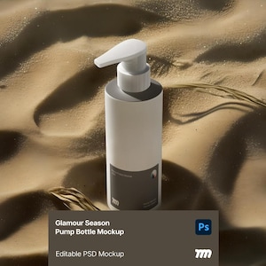 Cosmetic Pump Bottle Skincare Packaging Mockup Design Aesthetic | High-Res 4000 px PSD | Realistic Lotion Cosmetic Design Mockup | Layered