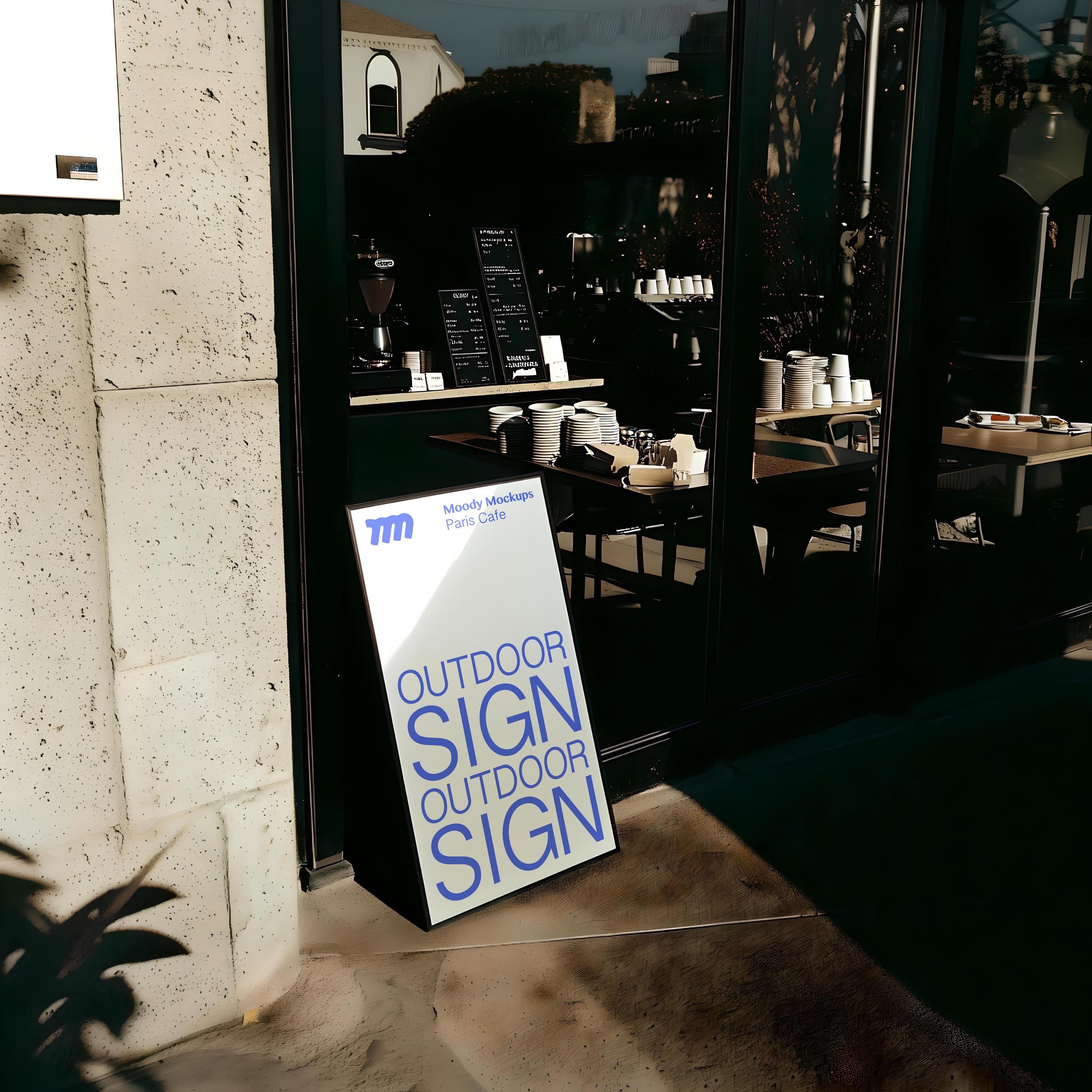 Cafe Outdoor Sign Mockup for Branding Design High Resolution 4000 Px — free download