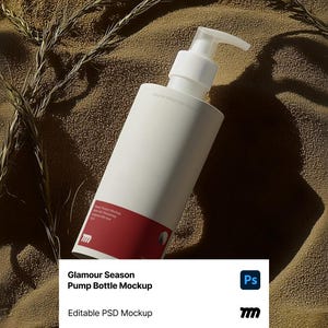 Pump Bottle Cosmetic Skincare Packaging Mockup Design Aesthetic | High-Res 4000 px PSD | Realistic Lotion Cosmetic Design Mockup | Layered