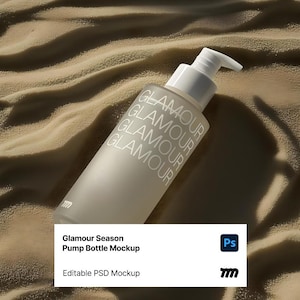 Pump Bottle Cosmetic Skincare Packaging Mockup Design Aesthetic | High-Res 4000 px PSD | Realistic Lotion Cosmetic Design Mockup | Layered