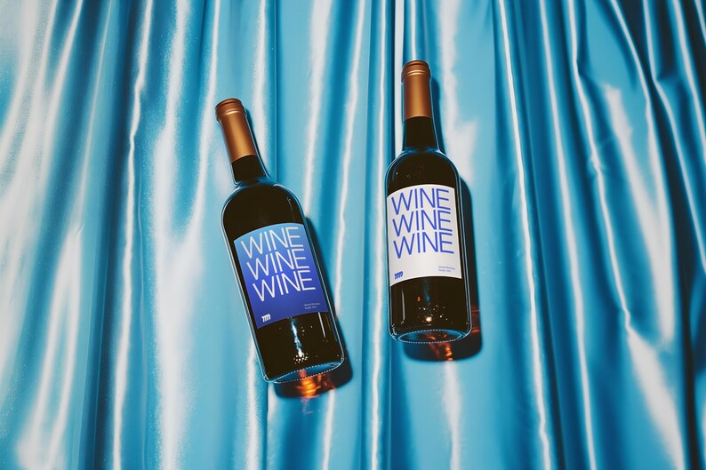 Wine Bottle Packaging Label mockup in a realistic scene with editable PSD layers, perfect for branding design