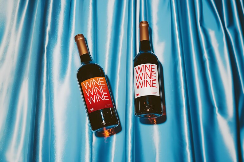 Wine Bottle Packaging Label mockup in a realistic scene with editable PSD layers, perfect for branding design