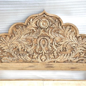 Hand Carved Wooden Bed Frame | Solid Wood Platform Bed | Boho Bedroom Furniture | Rustic Farmhouse Bed | Handmade Indian bed image 3