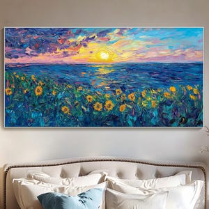 Original Oil Painting On Canvas Mountain Painting 3D Textured Wall Art Vibrant Sunrise Landscape Canvas Art Extra Large Living Room Wall Art