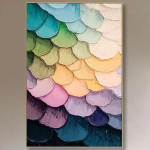 Rainbow Wall Art Modern Painting Colorful Abstract Painting On Canvas Textured Impasto Art Multi-Colored Canvas Art Large Living Room Decor