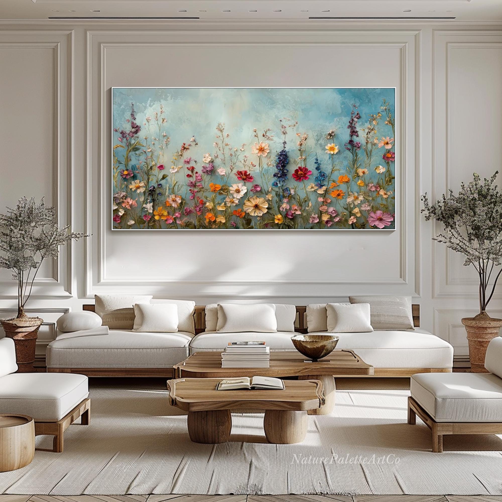 Colorful Wildflower 3D Oil Painting Handmade Textured Floral Wall Art ...