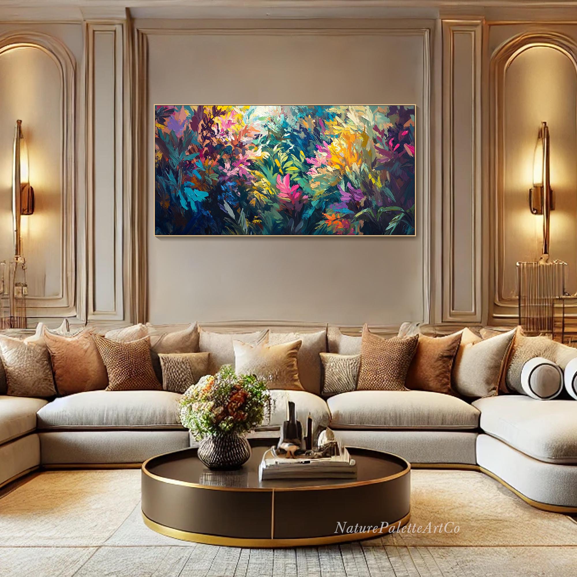 3D Floral Textured Wall Art Colorful Garden Painting on Canvas ...
