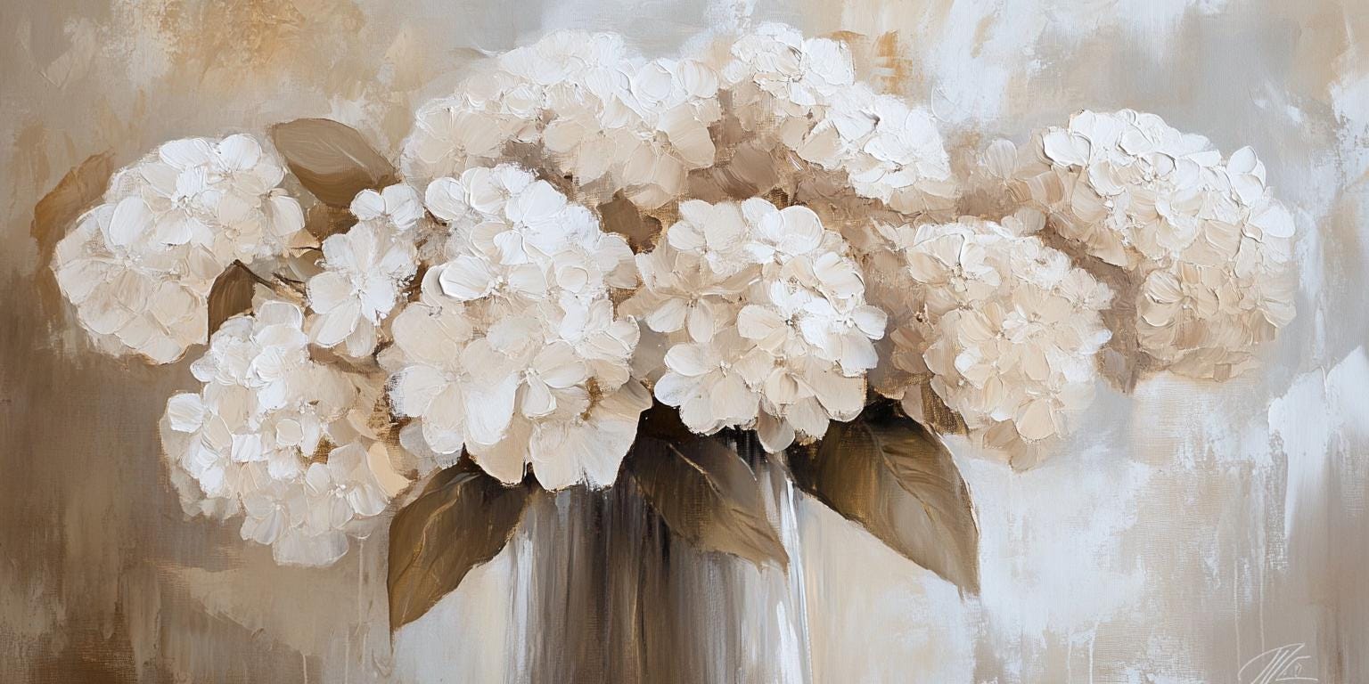 Large Textured Floral Oil Painting on Canvas Original White Flower ...