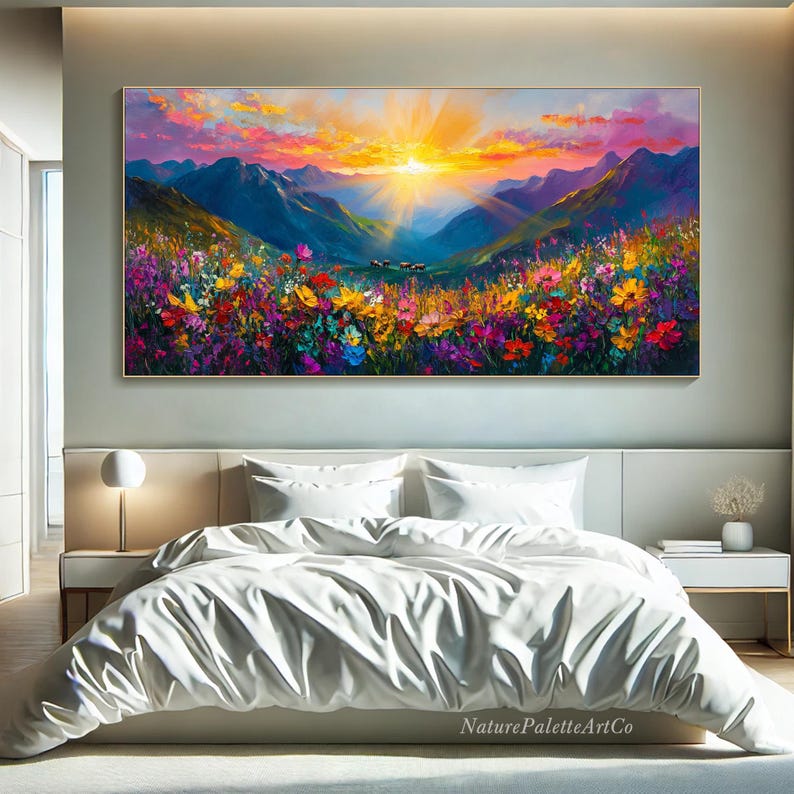 Original Oil Painting on Canvas Mountain Painting 3D Textured Wall Art ...