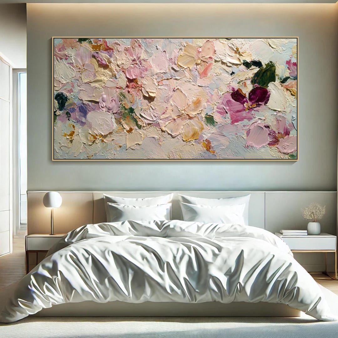 Large Abstract Flower Oil Painting on Canvas Textured Floral Wall Art ...