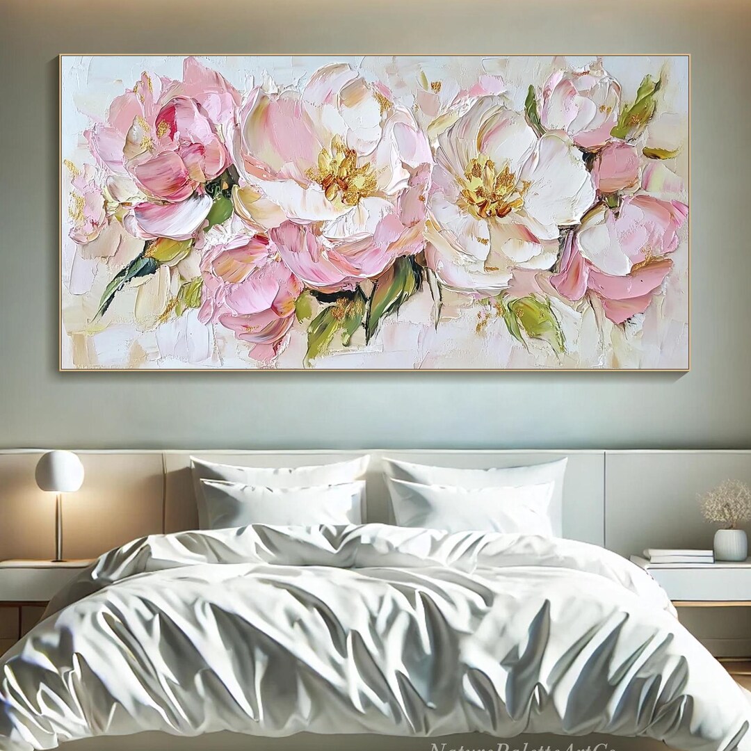 Large Abstract Flower Oil Painting on Canvas Textured Floral Wall Art ...