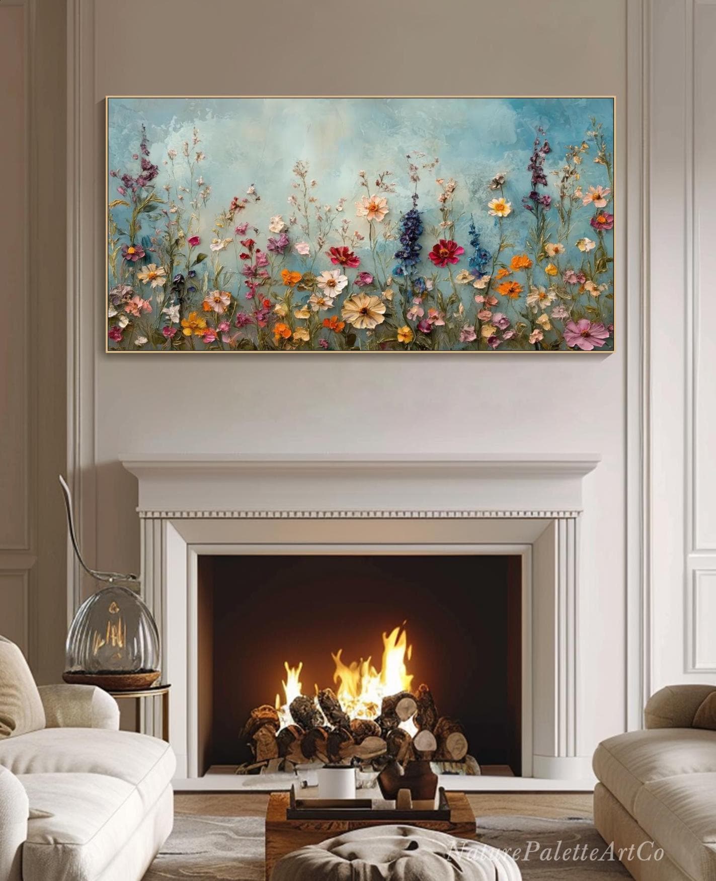 Colorful Wildflower 3D Oil Painting Handmade Textured Floral Wall Art ...