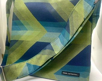 MESSENGER BAG. Cross Body Bag. Travel Bag. Summer Fabric Bag. Green, Blue, Bags Made in USA.