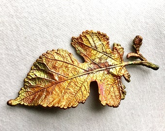 METAl GRAIPE Leaf Brooch, Cuivre plaqué Bijoux, cadeau de jour des mères, bijoux personnalisés uniques