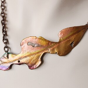 Copper plated Real leaf, metal necklace, leaf jewelry, electroforming, unique custom jewerly