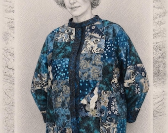 Veste patchwork inspirée de Kawandi, veste japonaise, vêtements patchwork, fait main artisanalement