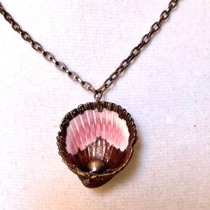 SEA SHELL NECKLACE Copper plated shell metal pendant nature unique custom jewerly