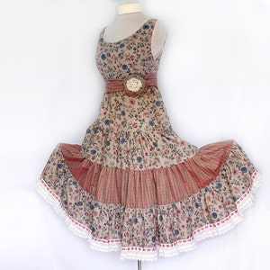 Boho dress Vintage Cotton  with cotton lace trimming