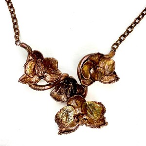 Real orchids copper plated Necklace