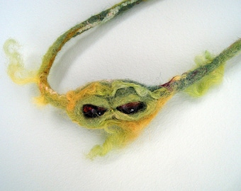 Felted fiber necklace lariat