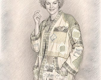 Veste en patchwork de lin d'inspiration boro avec broderie sashiko