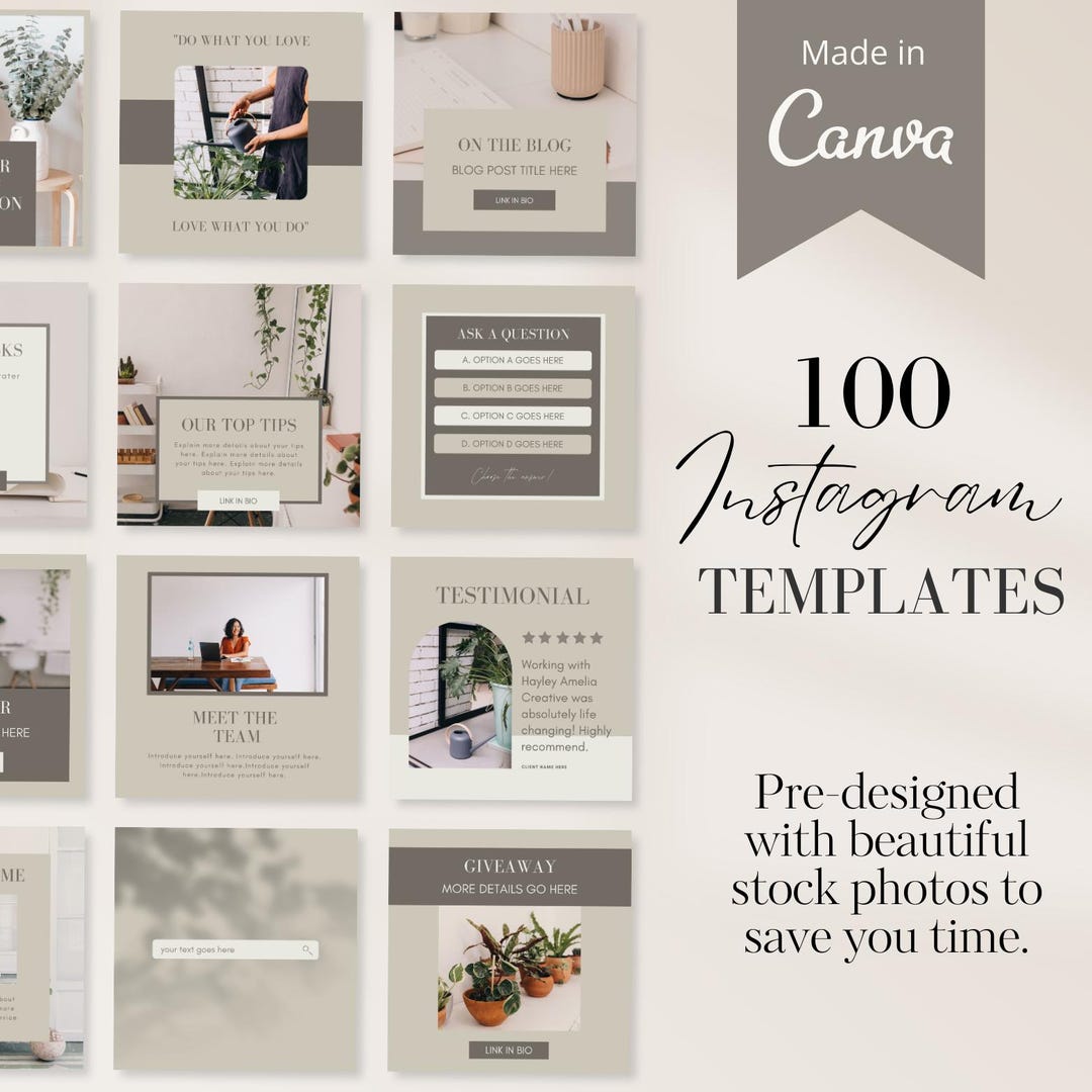 Neutral Green Instagram Templates, Templates Canva, Blogger Templates ...