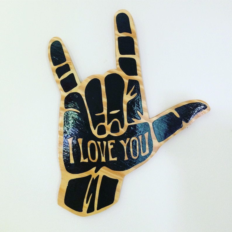 ASL I Love You Hand Sign Rustic Wood Sign I Love You Sign Etsy