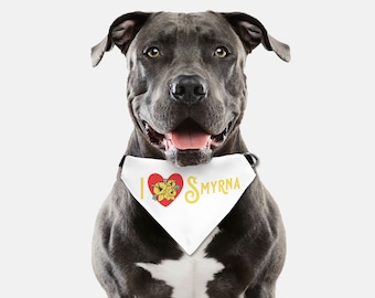 I Love Smyrna Collar Pet Bandana Large/XL Breeds