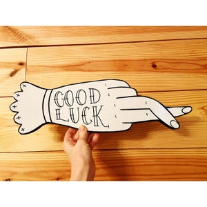 Good Luck Hand Original Art piece, Fingers Crossed Hand, Victorian Hand Art, Vintage Hand Art