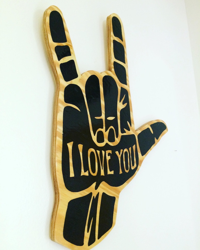 ASL I Love You Hand Sign Rustic Wood Sign I Love You Sign Etsy