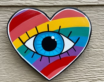 Rainbow Heart Eye Original Art