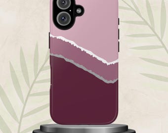 Pink & Mauve Phone Case with Modern Minimal Design, for iPhone 17 16 15 14 Pro Max Plus, Pixel 9 8 7, Samsung S25 S24 S23 Ultra
