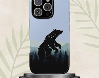 Bear Silhouette Phone Case: Nature Lover & Mountain Forest Cover for iPhone 17 16 15 14 Pro Max Plus, Pixel 9 8 7, Samsung S25 S24 S23 Ultra