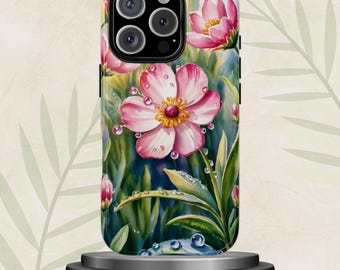 Pink Floral Phone Case: Botanical Spring Floral Design, for iPhone 18 17 16 15 Pro Max Plus, Pixel 9 8 7, Samsung S26 S25 S24 Ultra