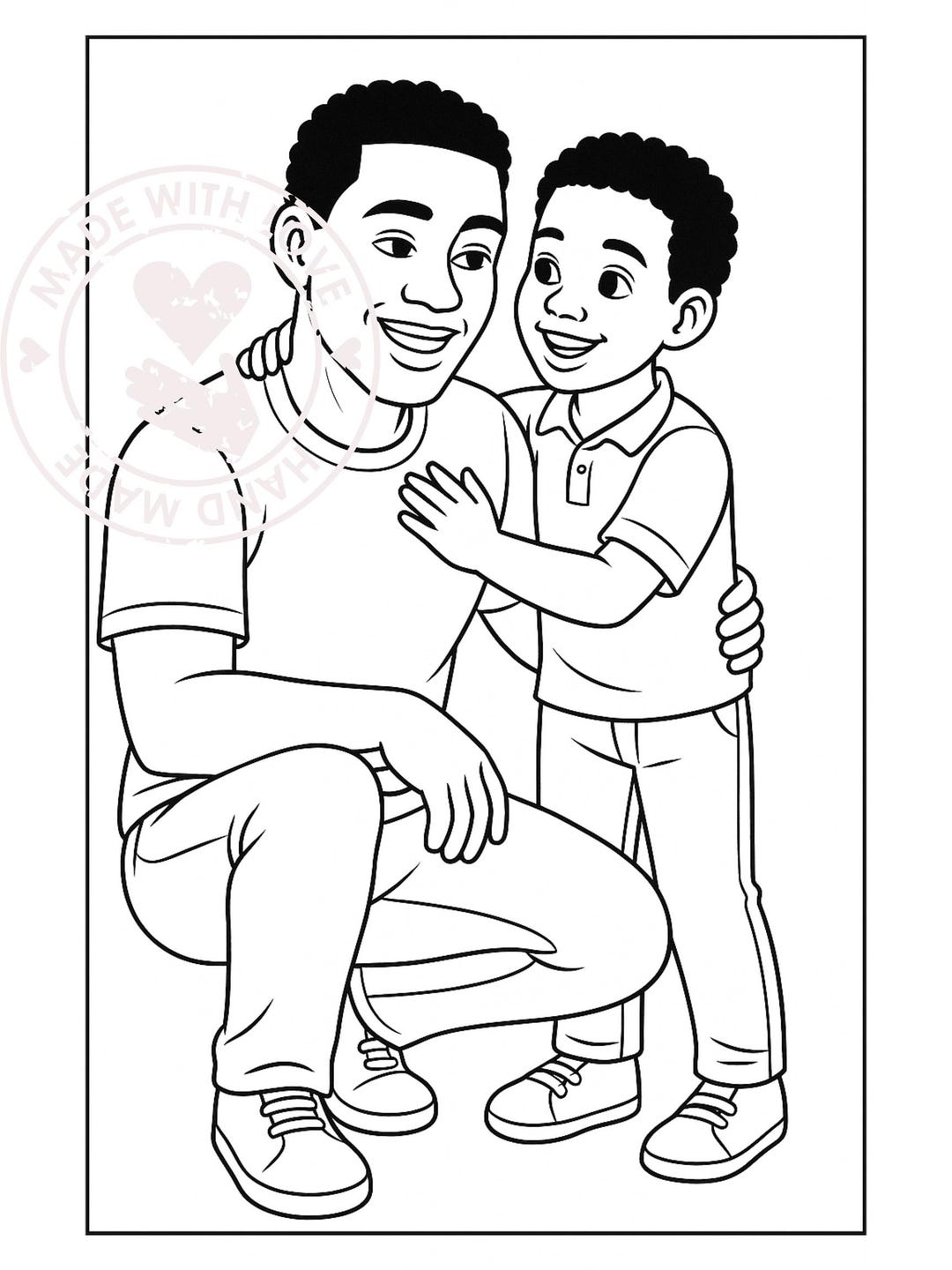 Father's Day Coloring Page Dad and Son - Etsy