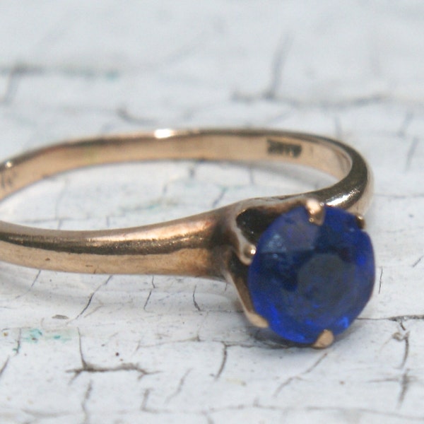 Vintage 10K Gold Sapphire Ring Small Size Beautiful Ring