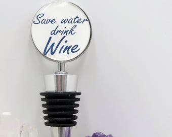 Wine Lover Gift, Save Water Drink Wine Bottle Stopper, Quarantined Gag Gift, Present for Best Friend, Wine Cork, Funny Decorative Wine Cork