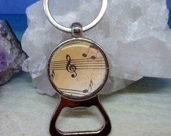 Music Bottle Opener, Gift Idea For Rock Music Fans, Presents that Donate, For Beer Drinkers, Music Teacher Gift, Sheet Music Photo Keyring