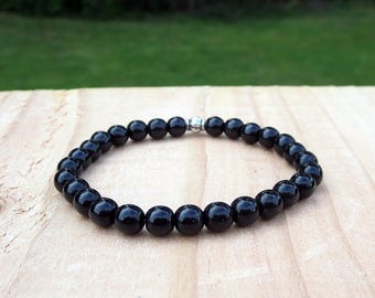 Black Beaded Stretch Stackable Everyday Girls Teens Tweens Friendship His and Hers Kids Bracelet Birthday Present for Daughter or Niece or