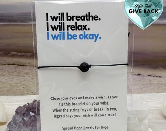 Self Care Bracelet Essential Oils Black Lava Stone Back to School Jewelry, Stress Relief Women's Teens Men's Aromatherapy Stress Relief