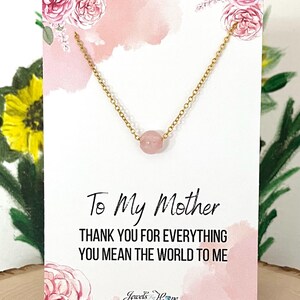 Collana con ciondolo in quarzo rosa, pietra dell'amore, regalo per la mamma, donna, adolescente, nipote, adolescente, regalo per la festa della mamma, sorella