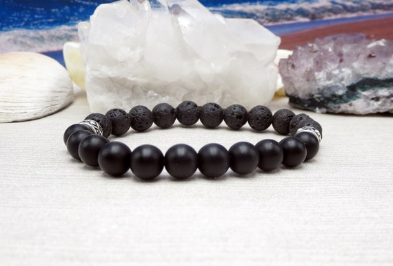 Men\'s Black Bracelet Lava Stone Onyx Bracelet Gives Back Charity Bracelet  for Modern Men\'s Lava Rock Bracelet Boyfriend Gift - Etsy