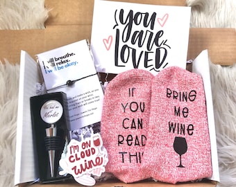 Care Package, Gift Set to Send, Social Distance Gifting, Gratitude Box For Bestie, Custom Personalized Gift for Wine Lover New Home