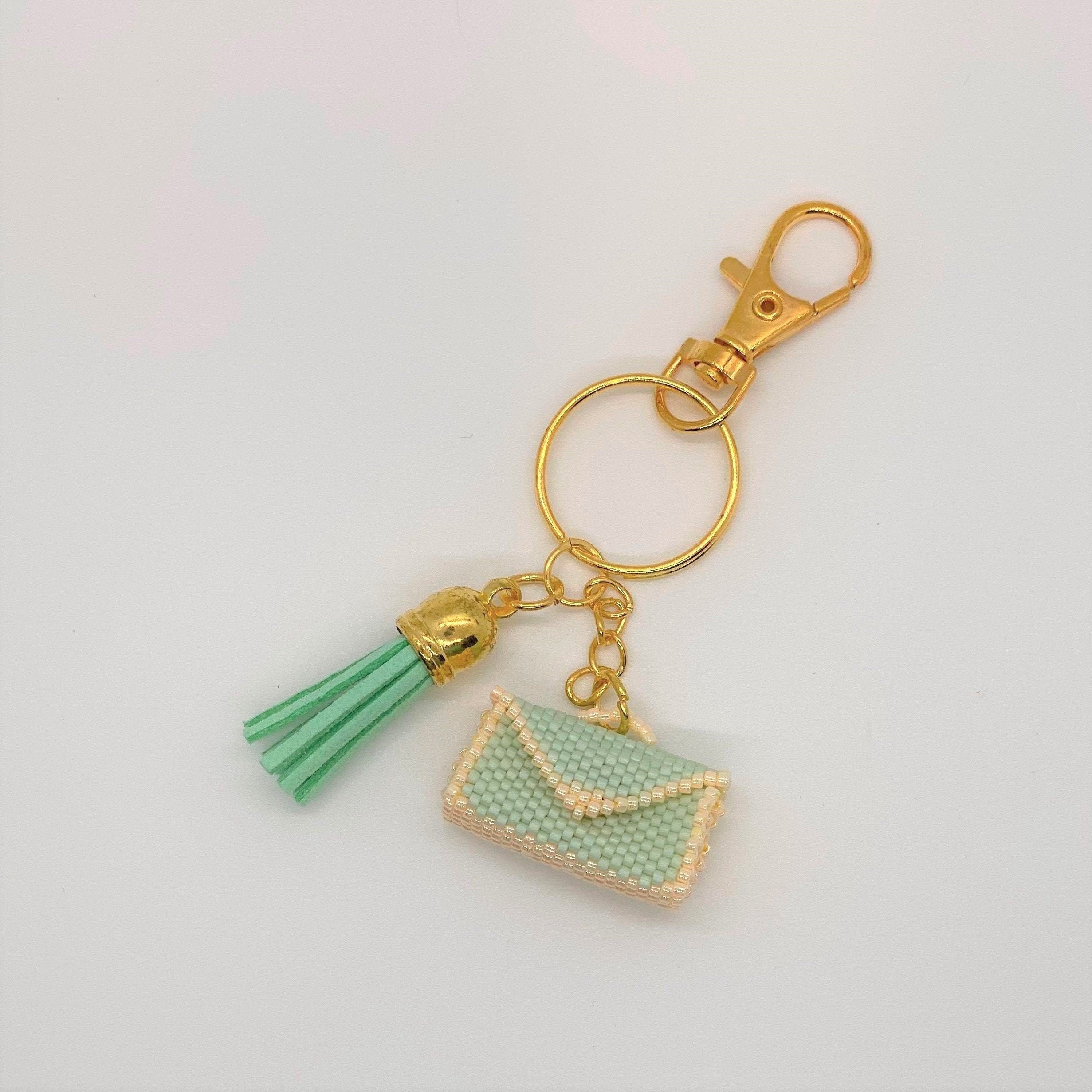 Leather Tassel Key Chain Holographic bag charm Holo key ring keyholder –  MIMIKRI Design