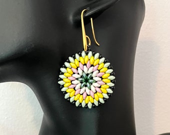 Round Earrings Colorful Woven Statement Jewelry Gives Back