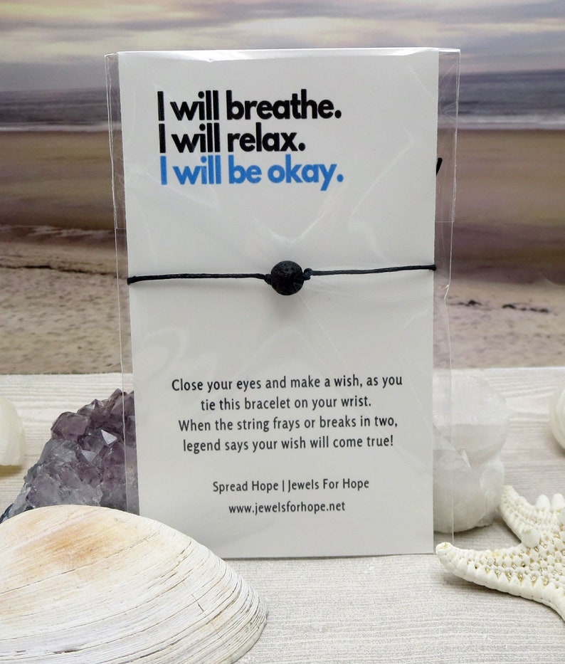 Wish Bracelet Black Lava Stone Essential Oil Bracelet for Best Friend Inspirational Jewelry Gift For Daughter Womens Mom Men Aromatherapy