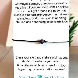 Pulsera de amatista morada con deseos para tu mejor amiga, piedra de nacimiento, cordón curativo inspirador espiritual, regalo para hija, mujer y mamá.